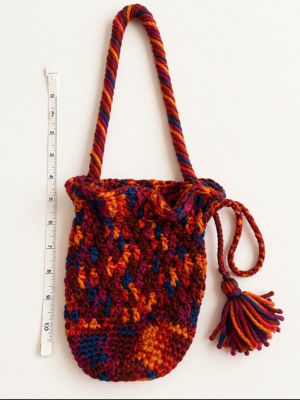 Handmade Crochet Boho Mini Bag Multicolor Crossbody Festival Style